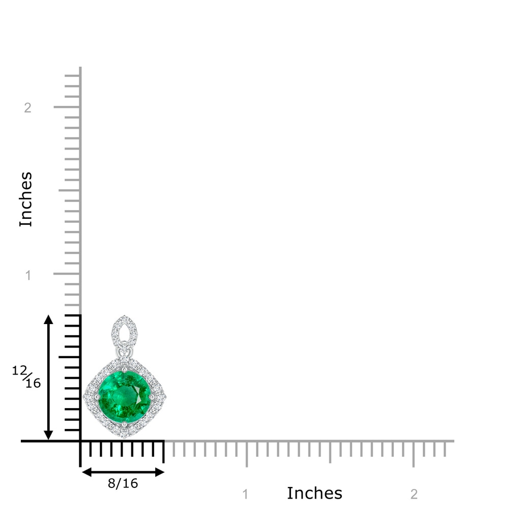7mm AAA Vintage Inspired Round Emerald Pendant with Diamond Halo in White Gold Yellow Gold Product Image