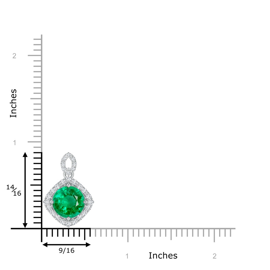 8mm AAA Vintage Inspired Round Emerald Pendant with Diamond Halo in White Gold Product Image