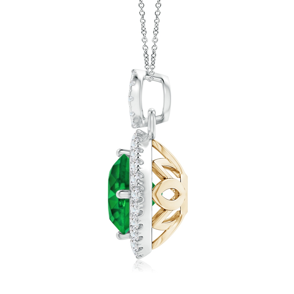 8mm AAAA Vintage Inspired Round Emerald Pendant with Diamond Halo in White Gold Yellow Gold - side 199