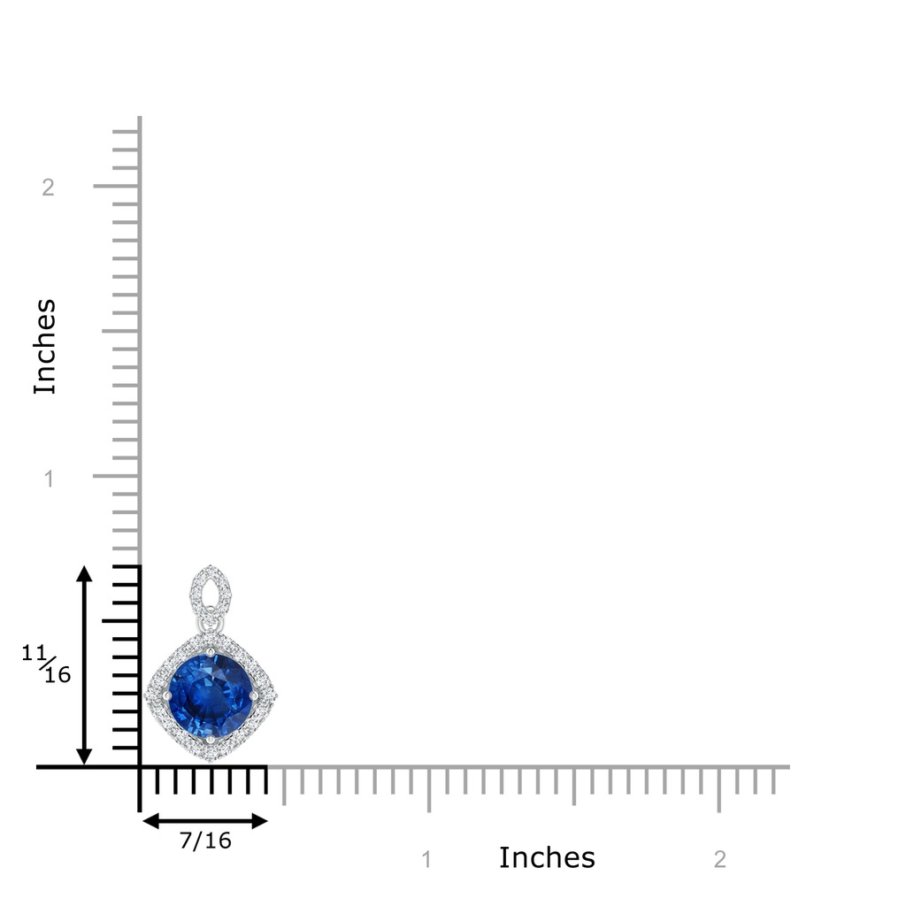 6mm AAA Vintage Inspired Round Sapphire Pendant with Diamond Halo in White Gold Product Image