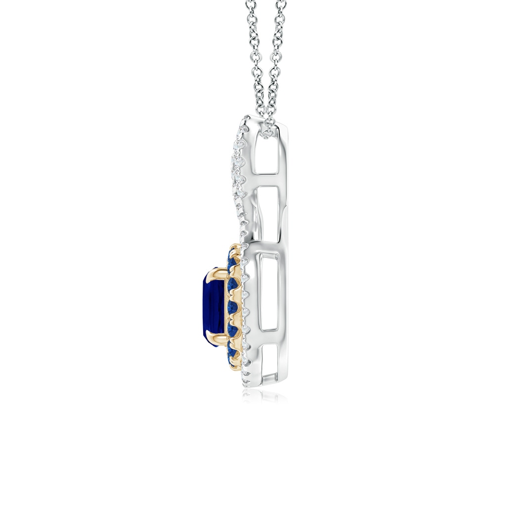 5mm AAA Sapphire & Diamond Double Halo Two Tone Infinity Pendant in White Gold Yellow Gold Product Image