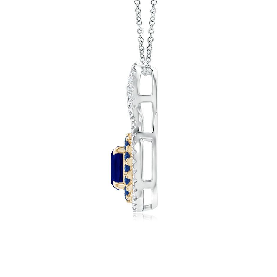 5mm AAA Sapphire & Diamond Double Halo Two Tone Infinity Pendant in White Gold Yellow Gold product image