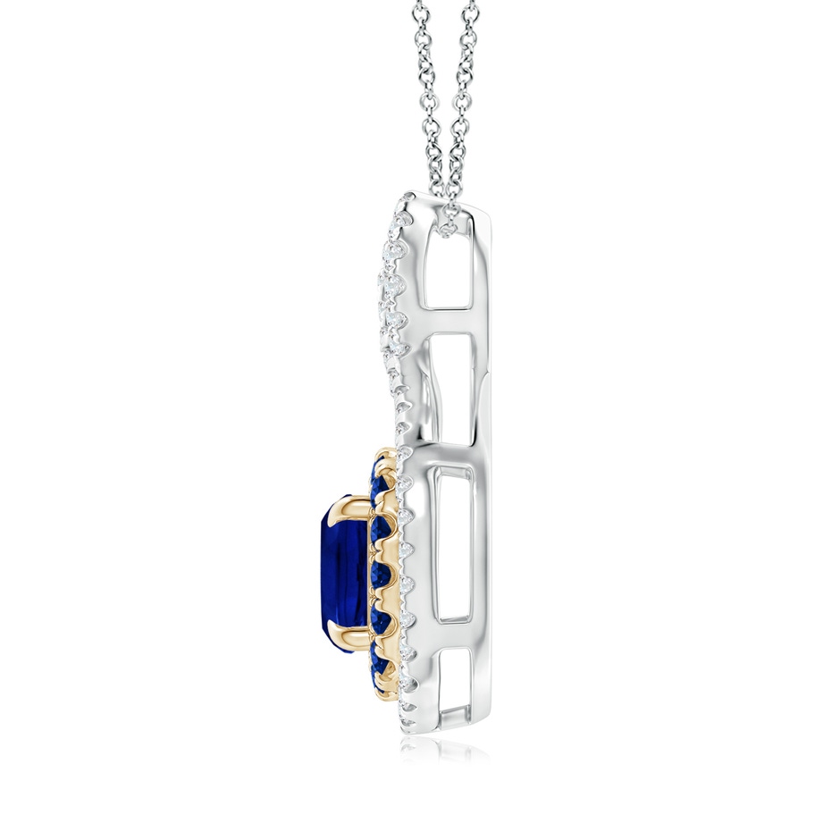 6mm AAAA Sapphire & Diamond Double Halo Two Tone Infinity Pendant in White Gold Yellow Gold product image