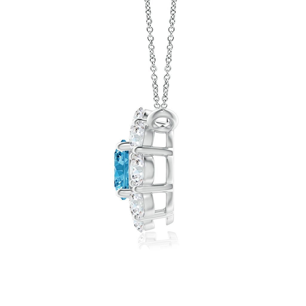 4.2mm AAAA Prong-Set Round Fancy Intense Blue Diamond Halo Pendant in White Gold - side 199