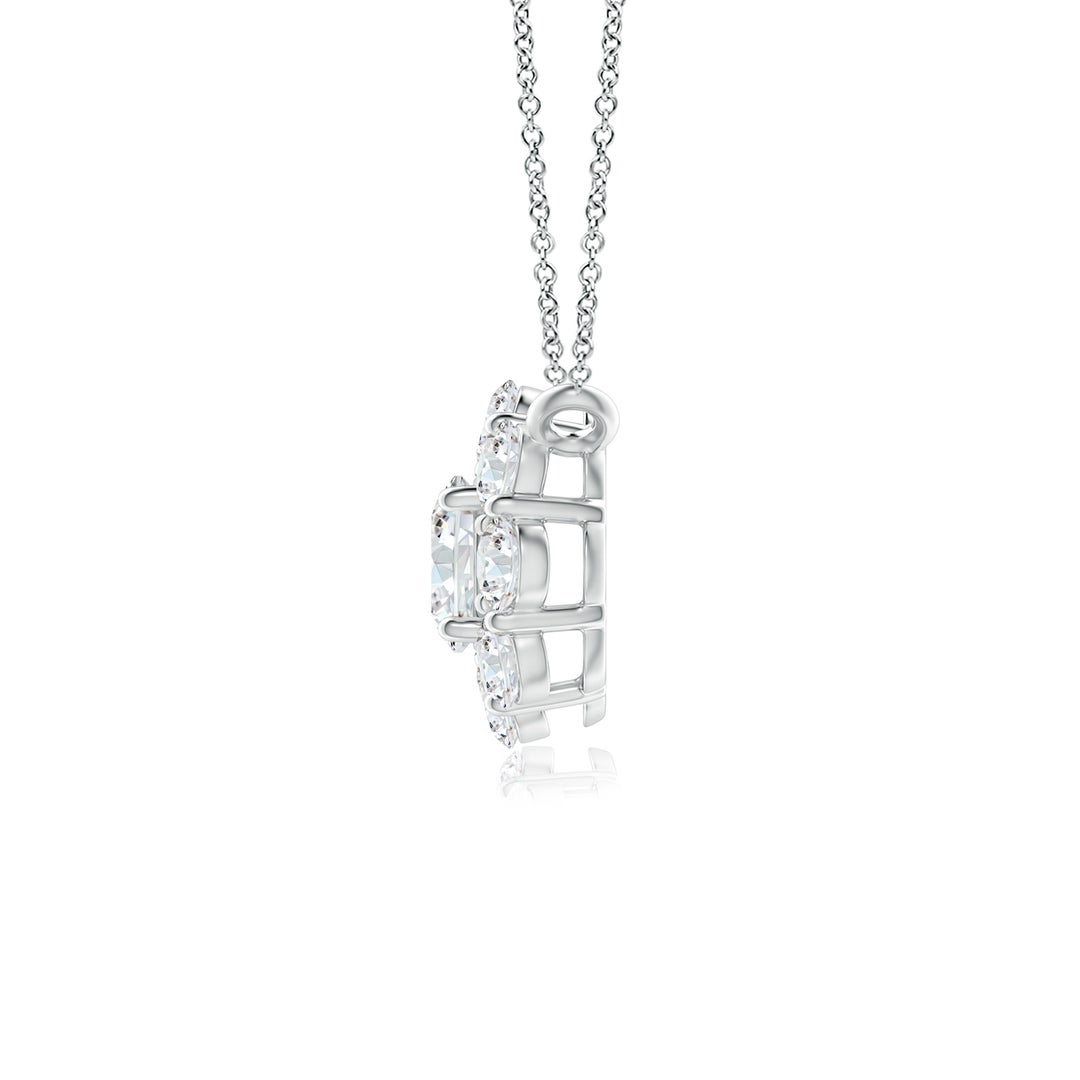 3.5mm GVS2 Prong-Set Round Diamond Halo Pendant in White Gold - side 2