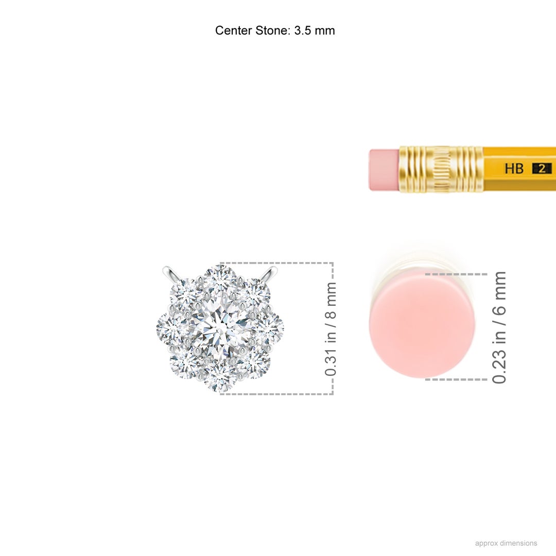 3.5mm GVS2 Prong-Set Round Diamond Halo Pendant in White Gold - ruler