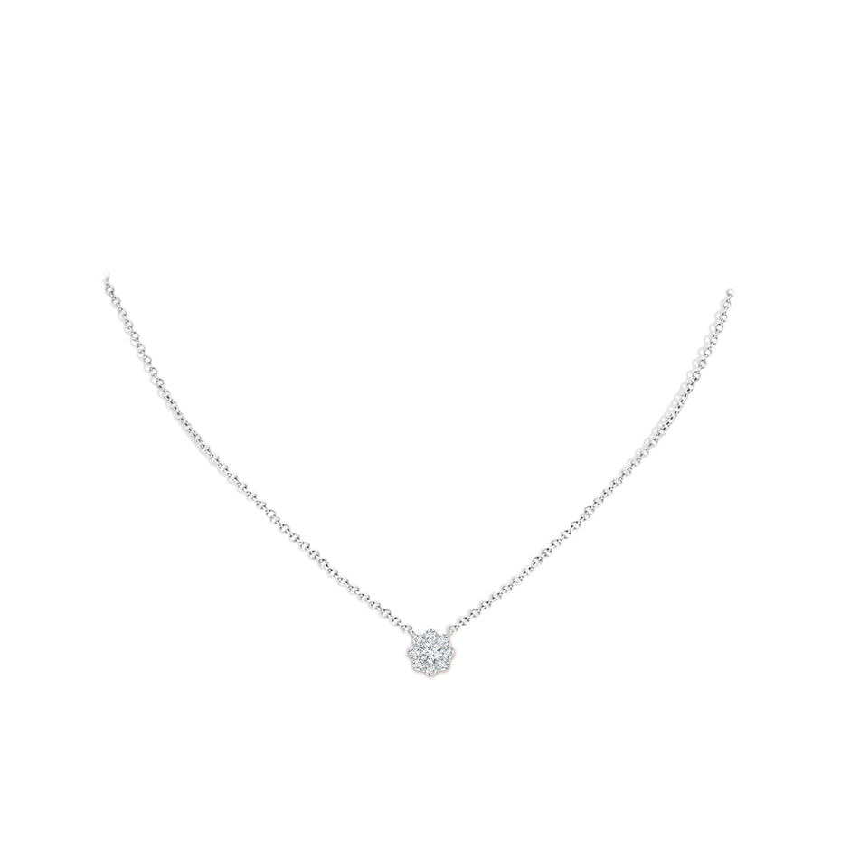 3.5mm GVS2 Prong-Set Round Diamond Halo Pendant in White Gold body-neck