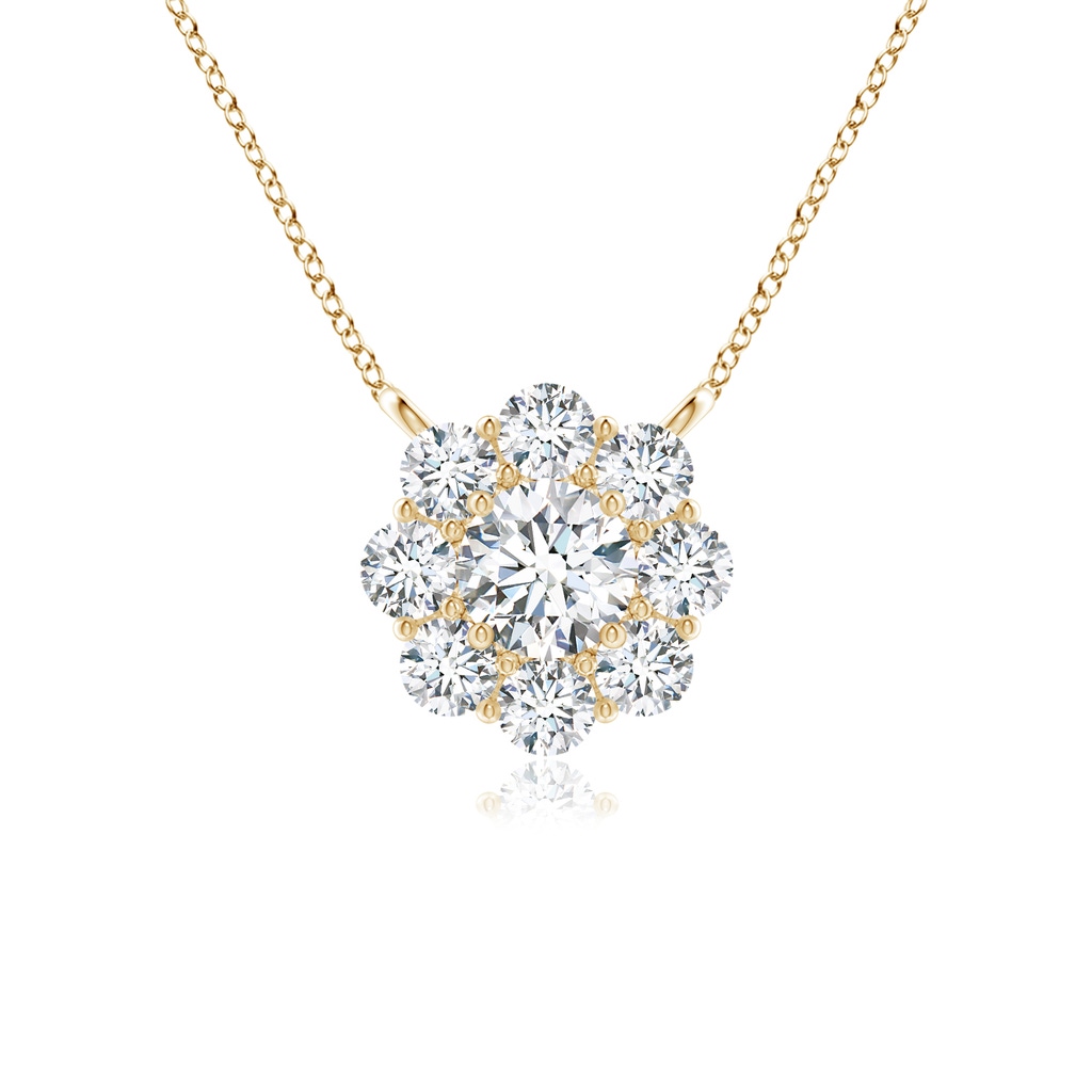 3.5mm GVS2 Prong-Set Round Diamond Halo Pendant in Yellow Gold