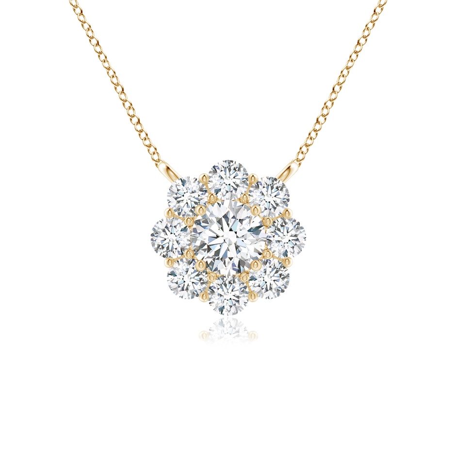 3.5mm GVS2 Prong-Set Round Diamond Halo Pendant in Yellow Gold 