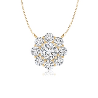 3.5mm HSI2 Prong-Set Round Diamond Halo Pendant in 9K Yellow Gold