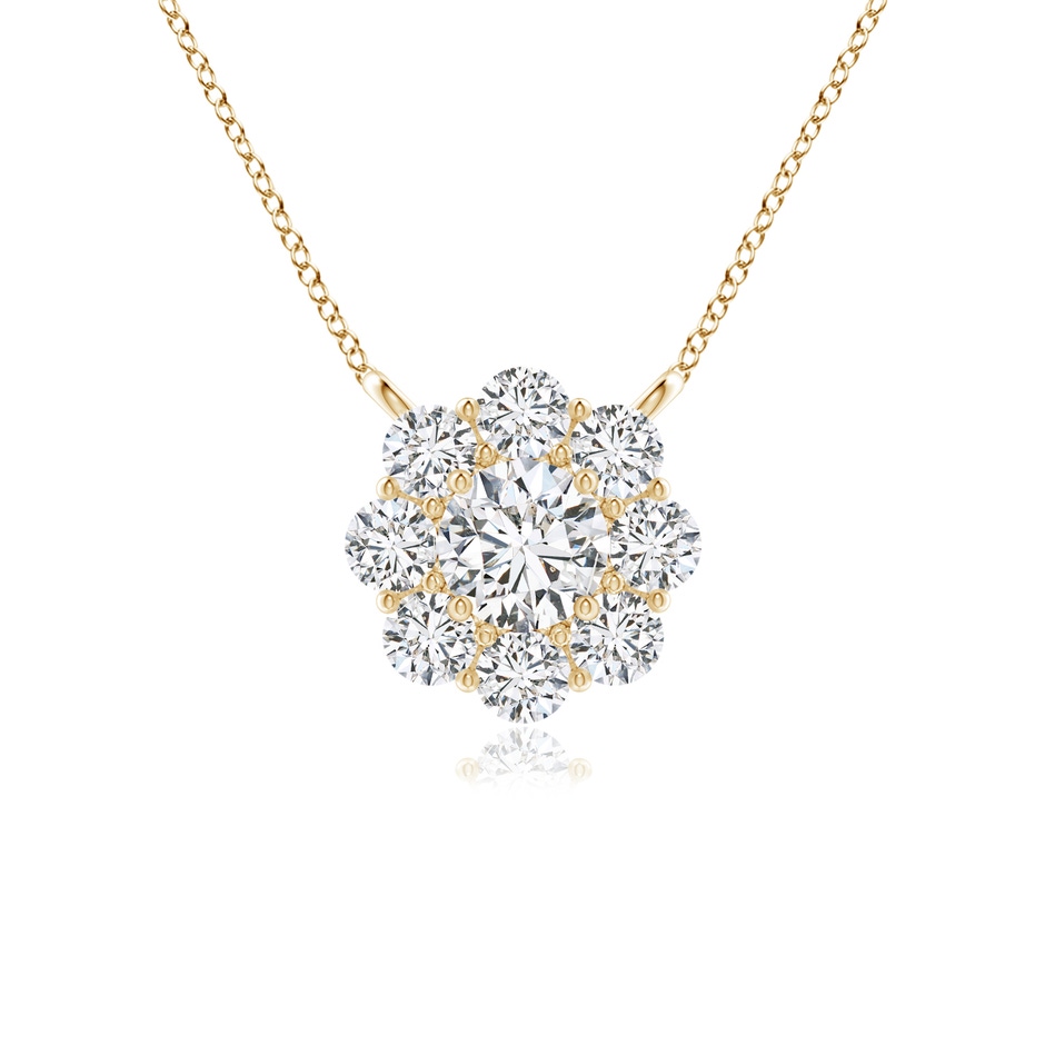 3.5mm HSI2 Prong-Set Round Diamond Halo Pendant in Yellow Gold 