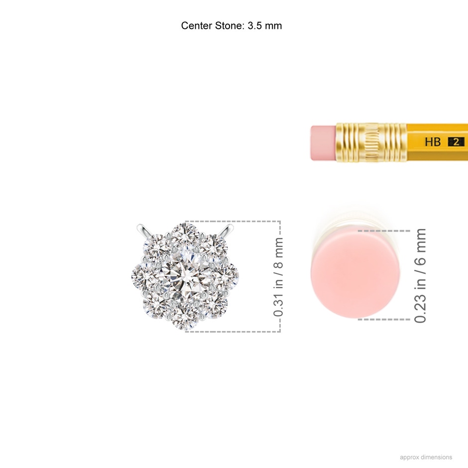 3.5mm IJI1I2 Prong-Set Round Diamond Halo Pendant in White Gold ruler
