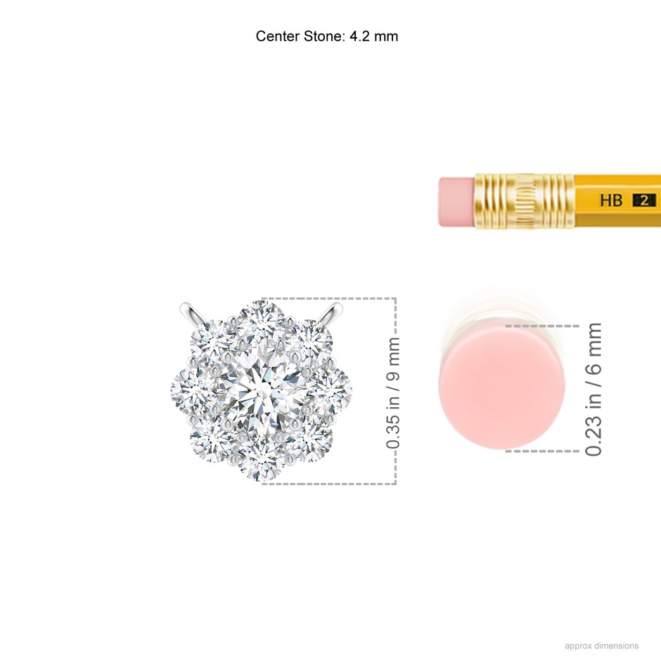 4.2mm GVS2 Prong-Set Round Diamond Halo Pendant in White Gold ruler
