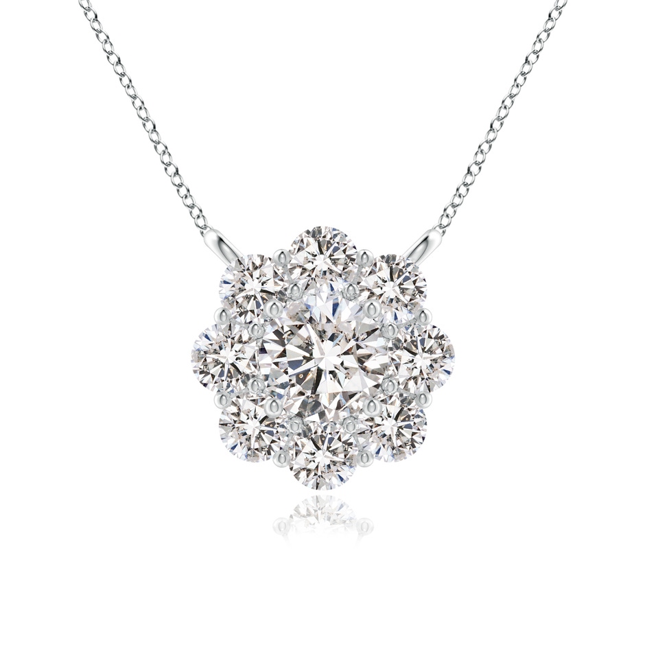 4.2mm IJI1I2 Prong-Set Round Diamond Halo Pendant in White Gold 