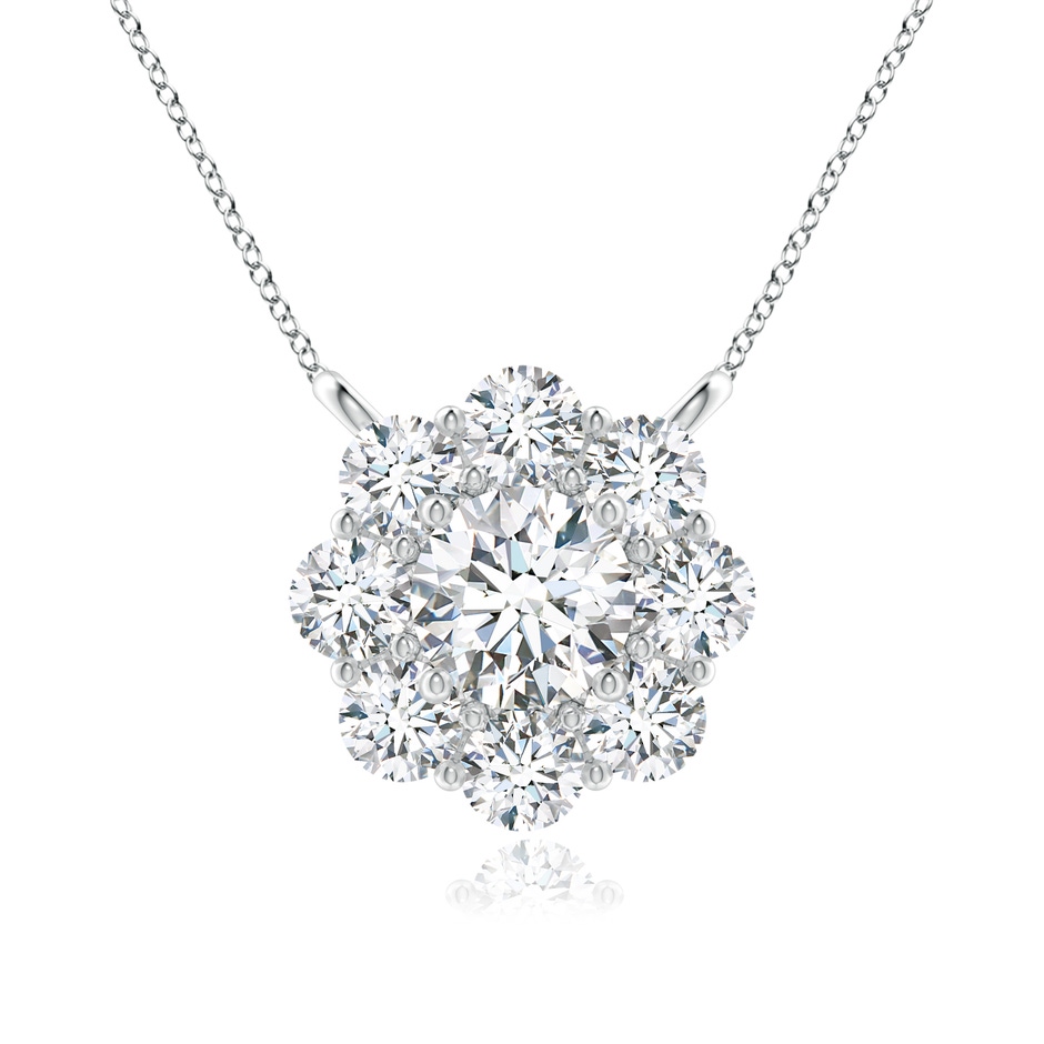 4.6mm GVS2 Prong-Set Round Diamond Halo Pendant in White Gold 
