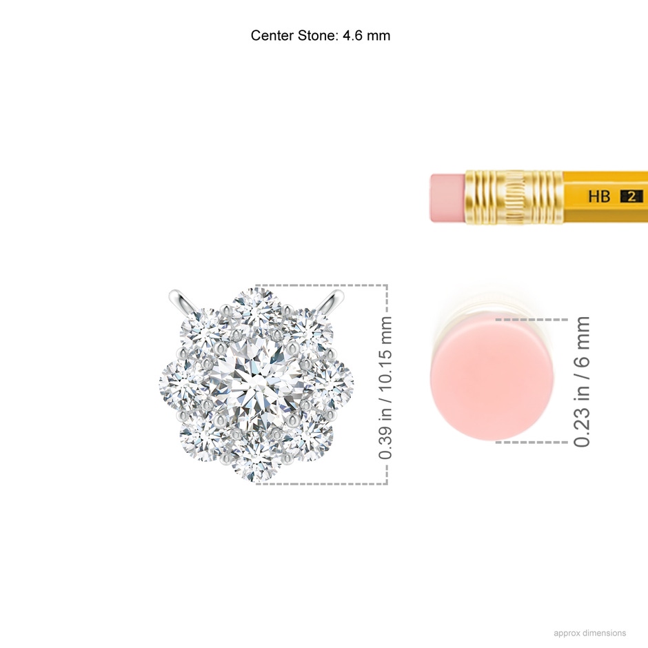 4.6mm GVS2 Prong-Set Round Diamond Halo Pendant in White Gold ruler