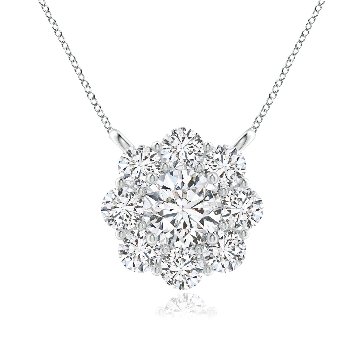 4.6mm HSI2 Prong-Set Round Diamond Halo Pendant in White Gold
