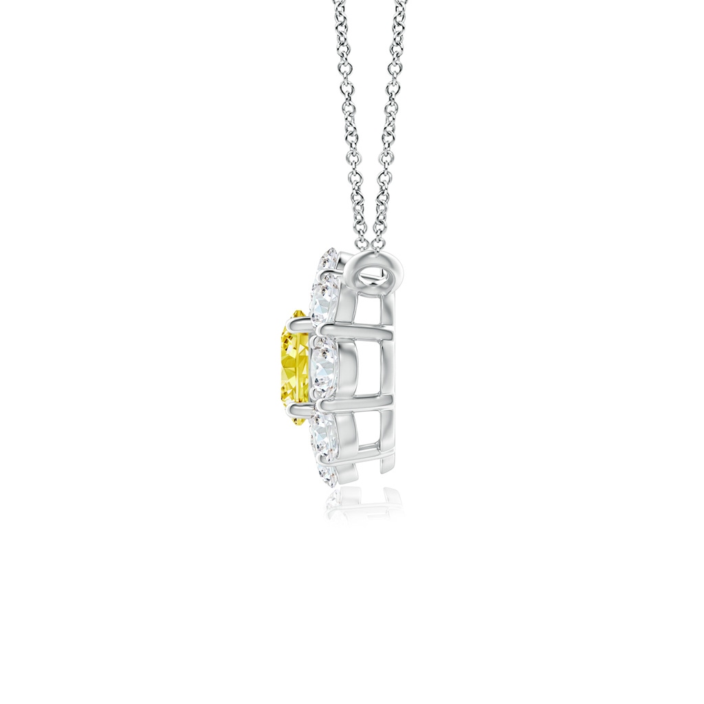 3.5mm AAAA Prong-Set Round Fancy Intense Yellow Diamond Halo Pendant in P950 Platinum - side 199