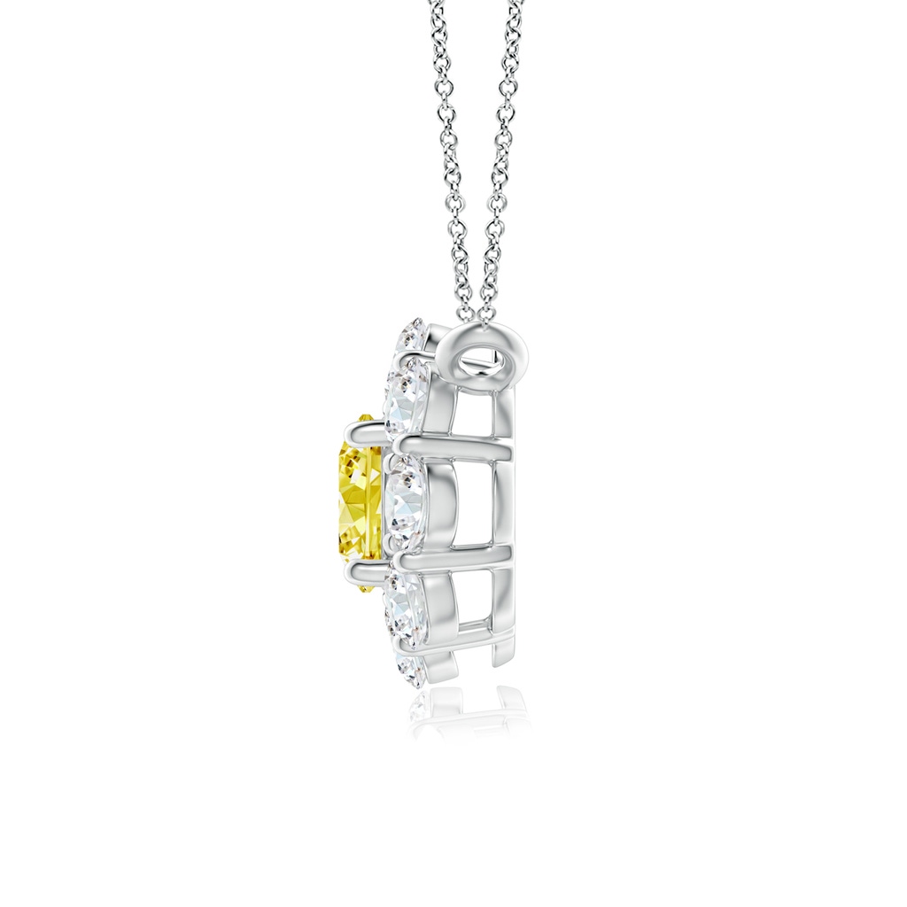 4.2mm AAAA Prong-Set Round Fancy Intense Yellow Diamond Halo Pendant in White Gold - side 199