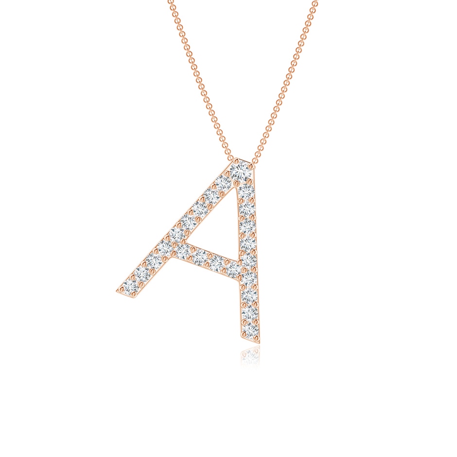 1.6mm GVS2 Prong-Set Diamond Capital "A" Initial Pendant in Rose Gold 