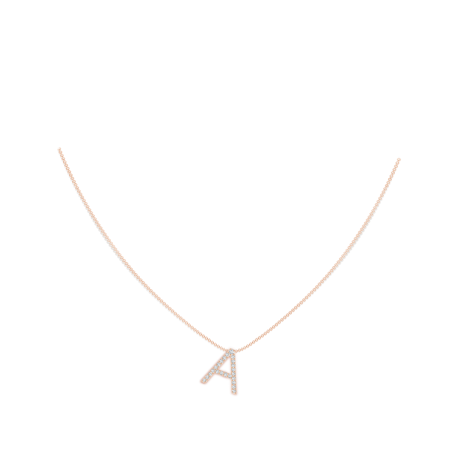 1.6mm GVS2 Prong-Set Diamond Capital "A" Initial Pendant in Rose Gold body-neck