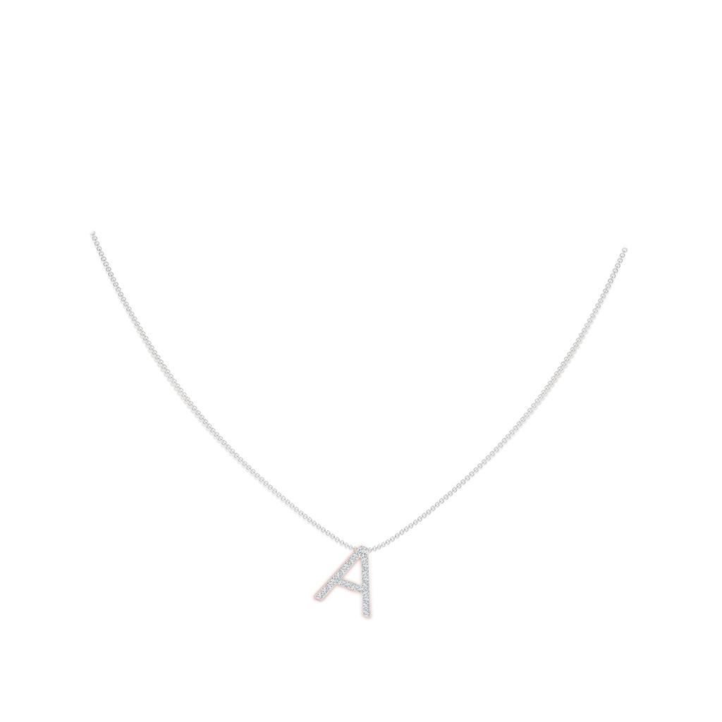 1.6mm GVS2 Prong-Set Diamond Capital "A" Initial Pendant in White Gold Body-Neck