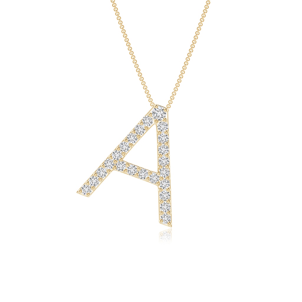 1.6mm HSI2 Prong-Set Diamond Capital "A" Initial Pendant in Yellow Gold 