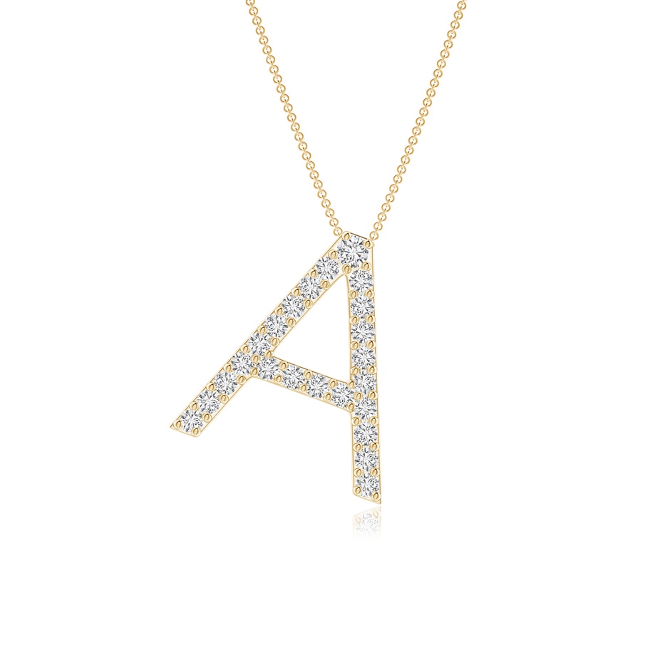 1.6mm HSI2 Prong-Set Diamond Capital "A" Initial Pendant in Yellow Gold 