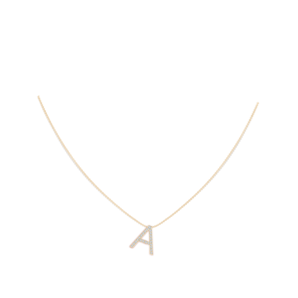 1.6mm HSI2 Prong-Set Diamond Capital "A" Initial Pendant in Yellow Gold Body-Neck
