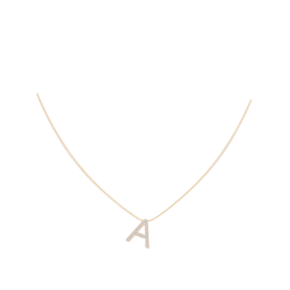 1.6mm HSI2 Prong-Set Diamond Capital "A" Initial Pendant in Yellow Gold body-neck