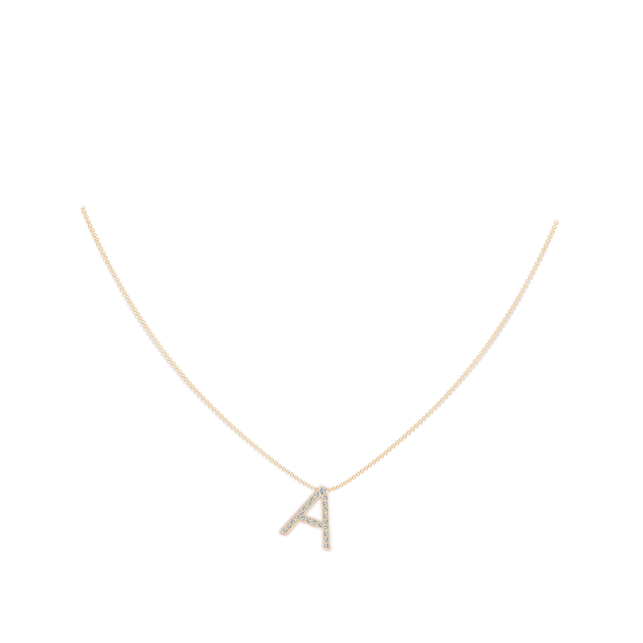 1.6mm IJI1I2 Prong-Set Diamond Capital "A" Initial Pendant in Yellow Gold body-neck