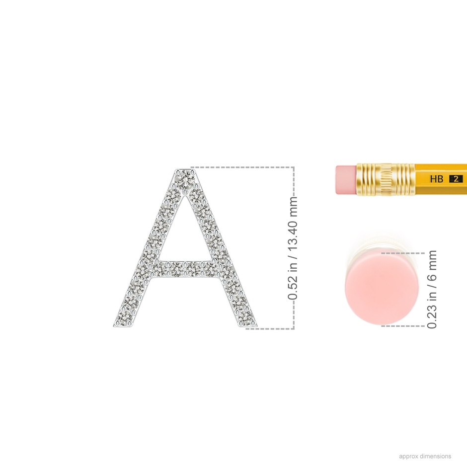 1.6mm KI3 Prong-Set Diamond Capital "A" Initial Pendant in White Gold ruler