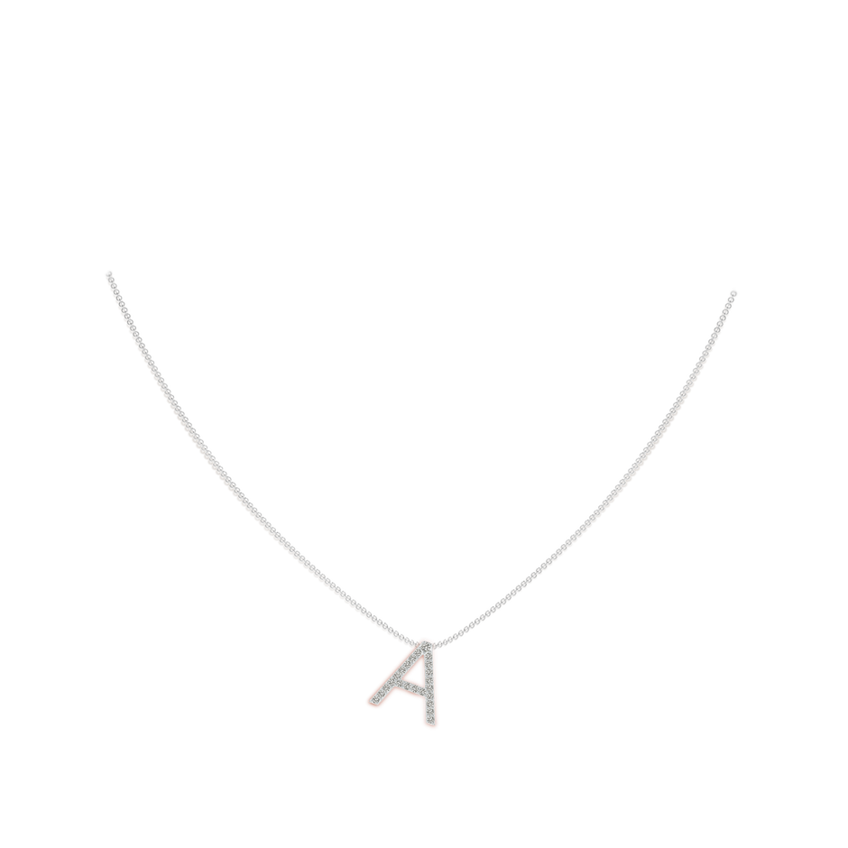 1.6mm KI3 Prong-Set Diamond Capital "A" Initial Pendant in White Gold body-neck