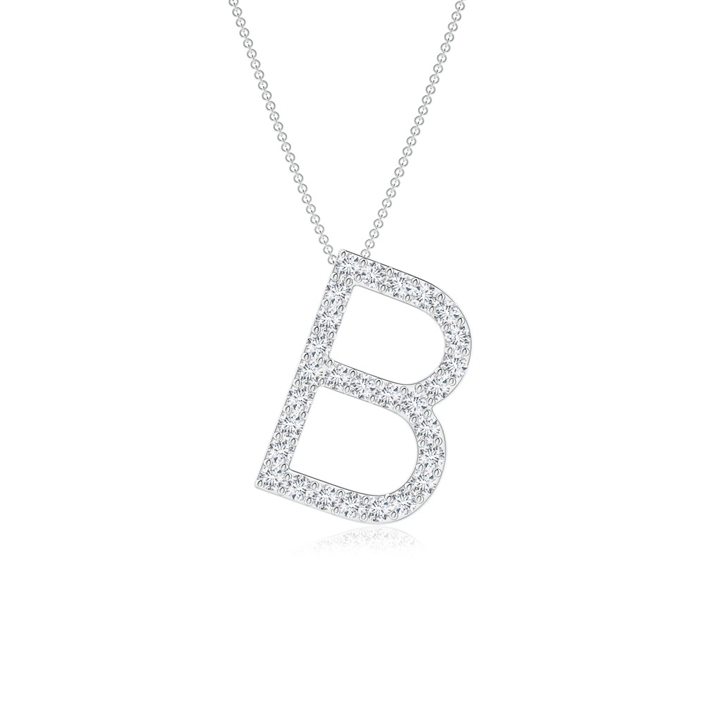 1.2mm GVS2 Prong-Set Diamond Capital "B" Initial Pendant in White Gold