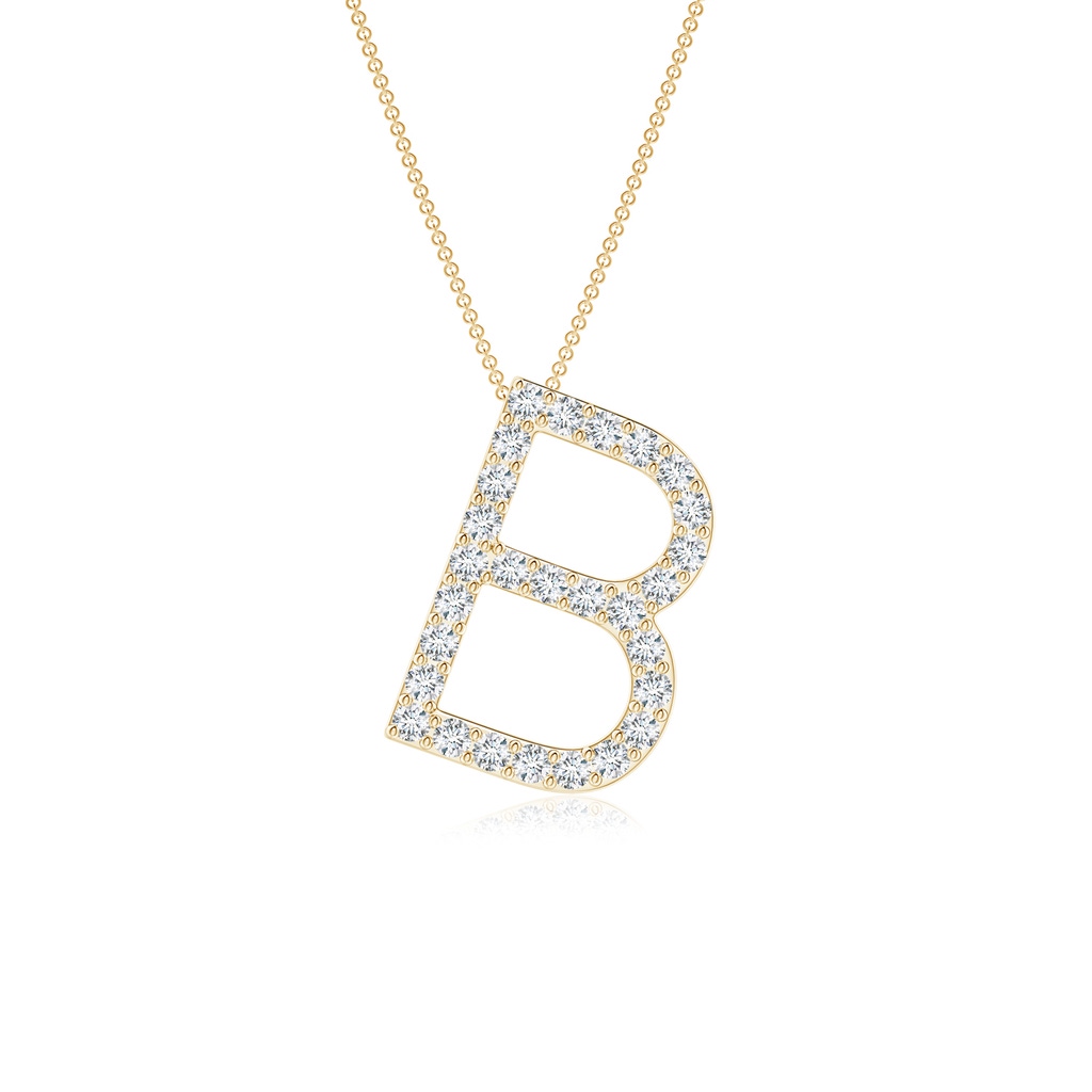 1.2mm GVS2 Prong-Set Diamond Capital "B" Initial Pendant in Yellow Gold