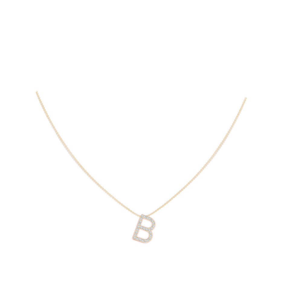 1.2mm GVS2 Prong-Set Diamond Capital "B" Initial Pendant in Yellow Gold body-neck