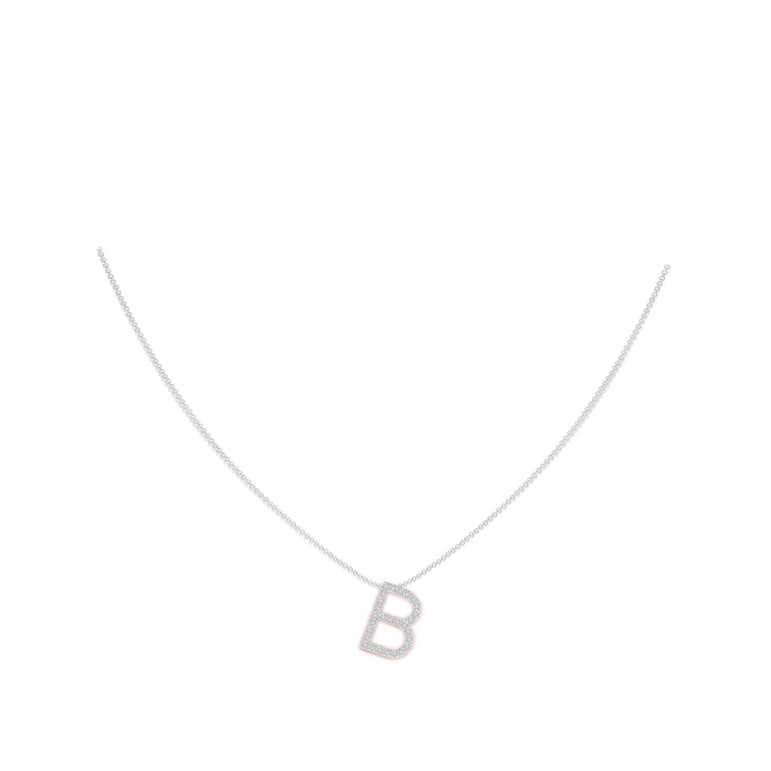 1.2mm HSI2 Prong-Set Diamond Capital "B" Initial Pendant in White Gold - body_neck