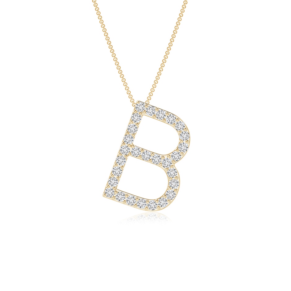 1.2mm HSI2 Prong-Set Diamond Capital "B" Initial Pendant in Yellow Gold 