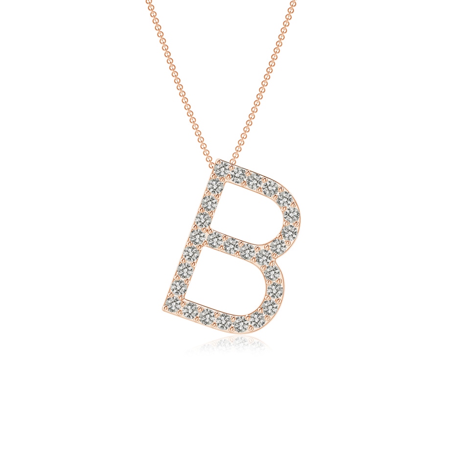 1.2mm KI3 Prong-Set Diamond Capital "B" Initial Pendant in Rose Gold 