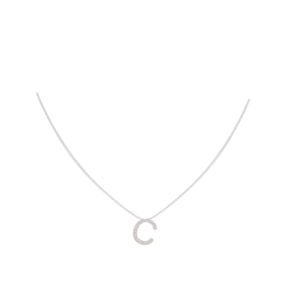 1.2mm GVS2 Prong-Set Diamond Capital "C" Initial Pendant in White Gold body-neck