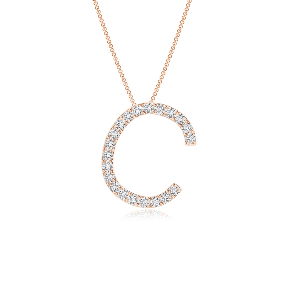 1.2mm HSI2 Prong-Set Diamond Capital "C" Initial Pendant in Rose Gold 