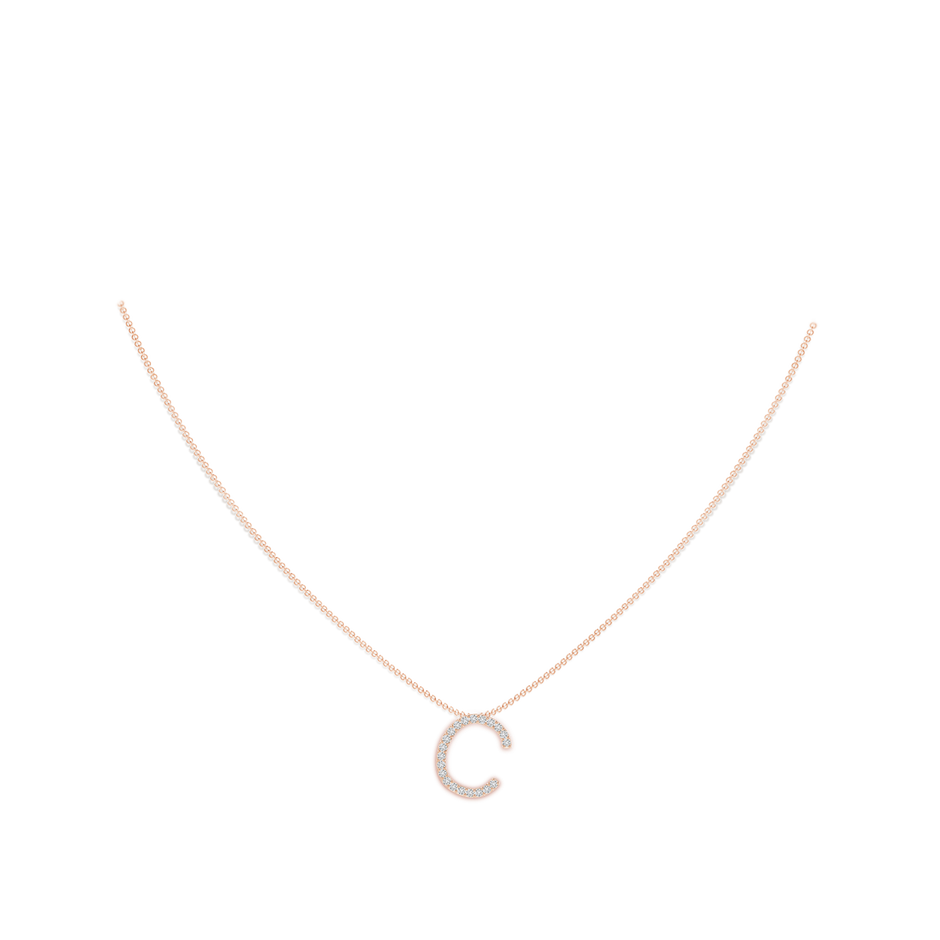 1.2mm HSI2 Prong-Set Diamond Capital "C" Initial Pendant in Rose Gold pen