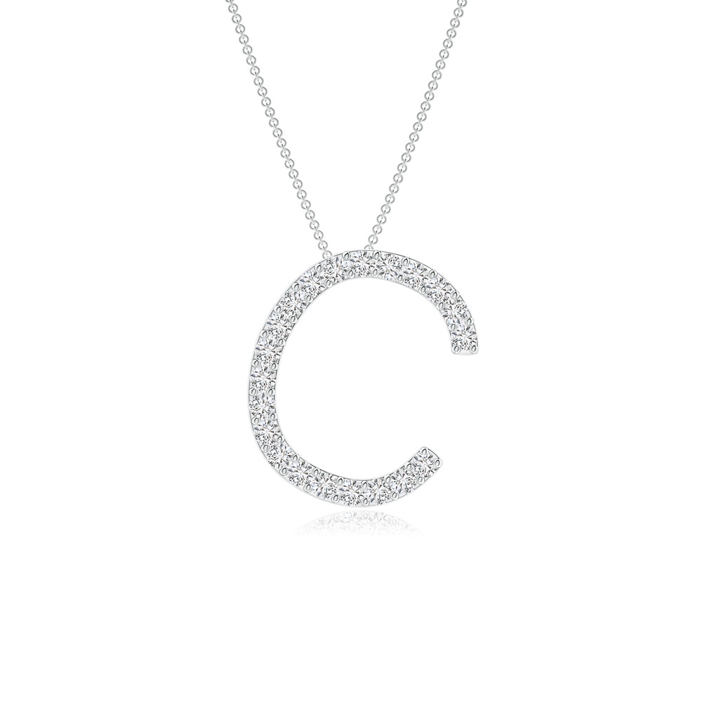 1.2mm HSI2 Prong-Set Diamond Capital "C" Initial Pendant in White Gold