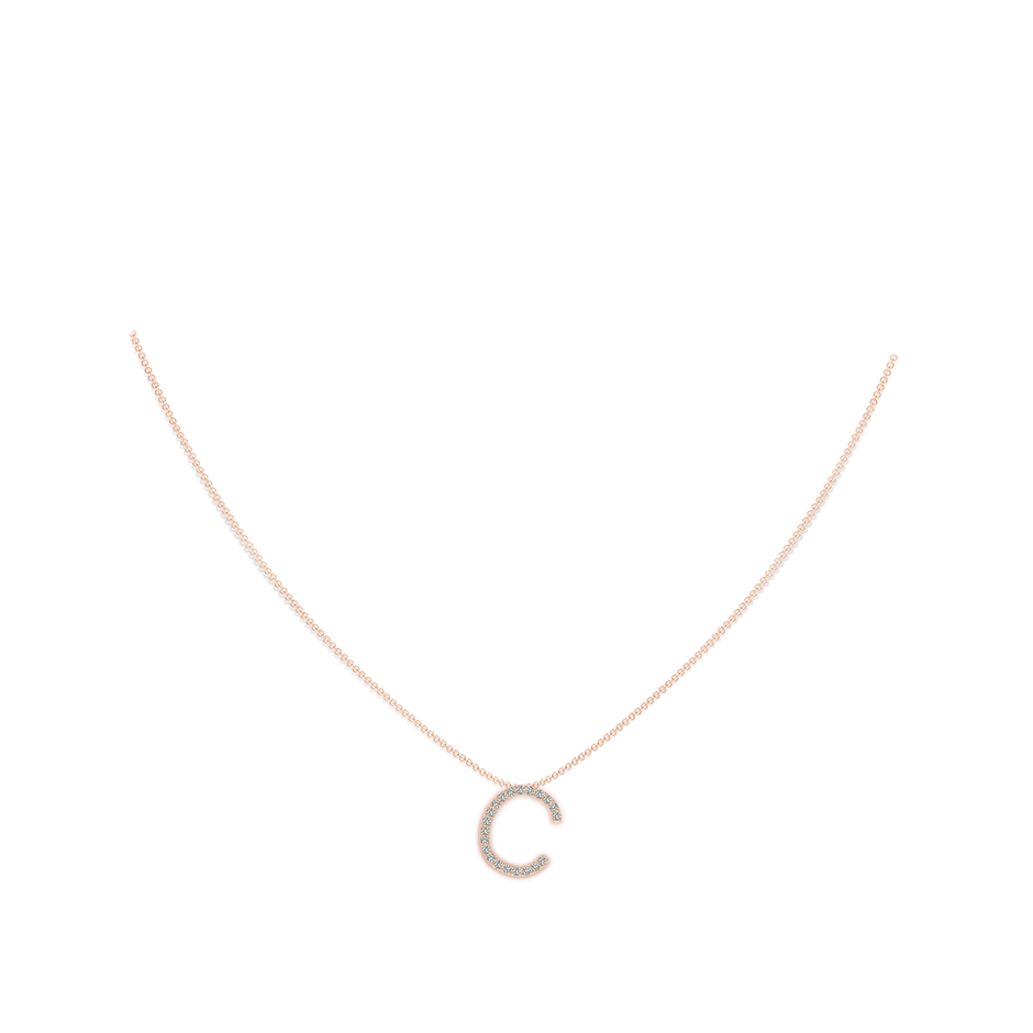 1.2mm KI3 Prong-Set Diamond Capital "C" Initial Pendant in Rose Gold pen