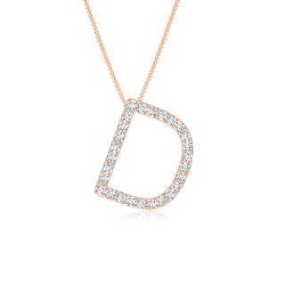 1.2mm GVS2 Prong-Set Diamond Capital "D" Initial Pendant in Rose Gold