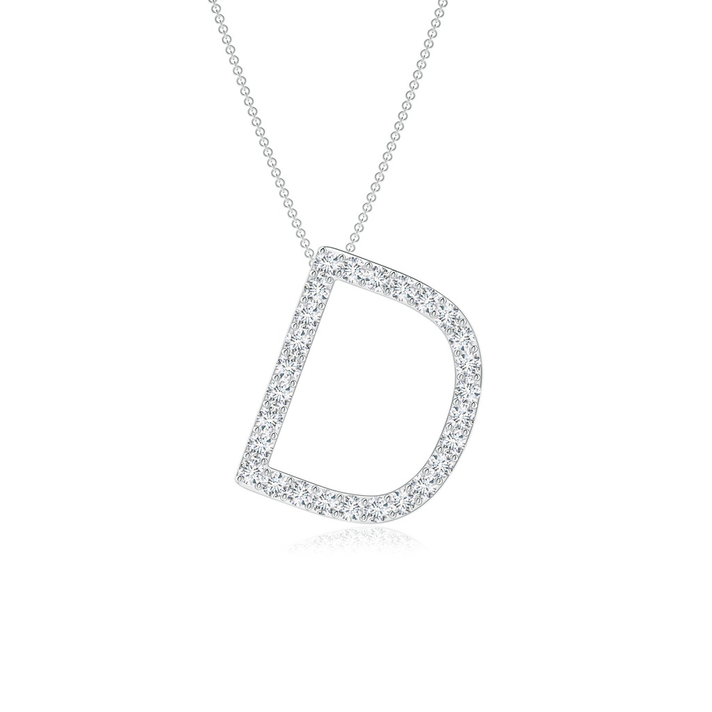 1.2mm GVS2 Prong-Set Diamond Capital "D" Initial Pendant in White Gold