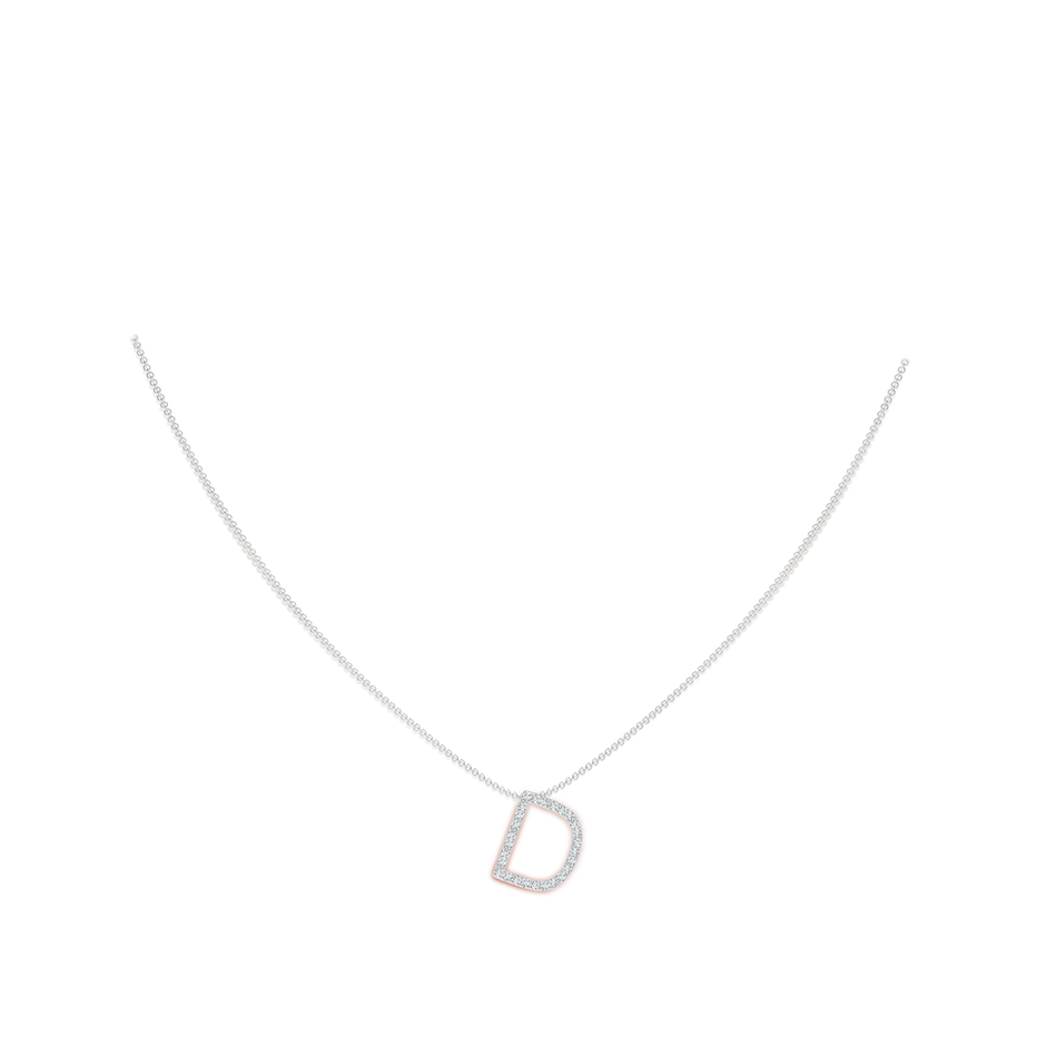 1.2mm GVS2 Prong-Set Diamond Capital "D" Initial Pendant in White Gold body-neck