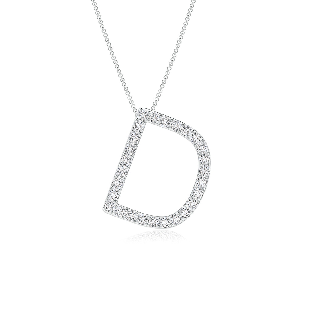 1.2mm HSI2 Prong-Set Diamond Capital "D" Initial Pendant in White Gold