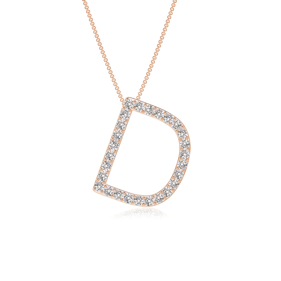 1.2mm IJI1I2 Prong-Set Diamond Capital "D" Initial Pendant in Rose Gold 
