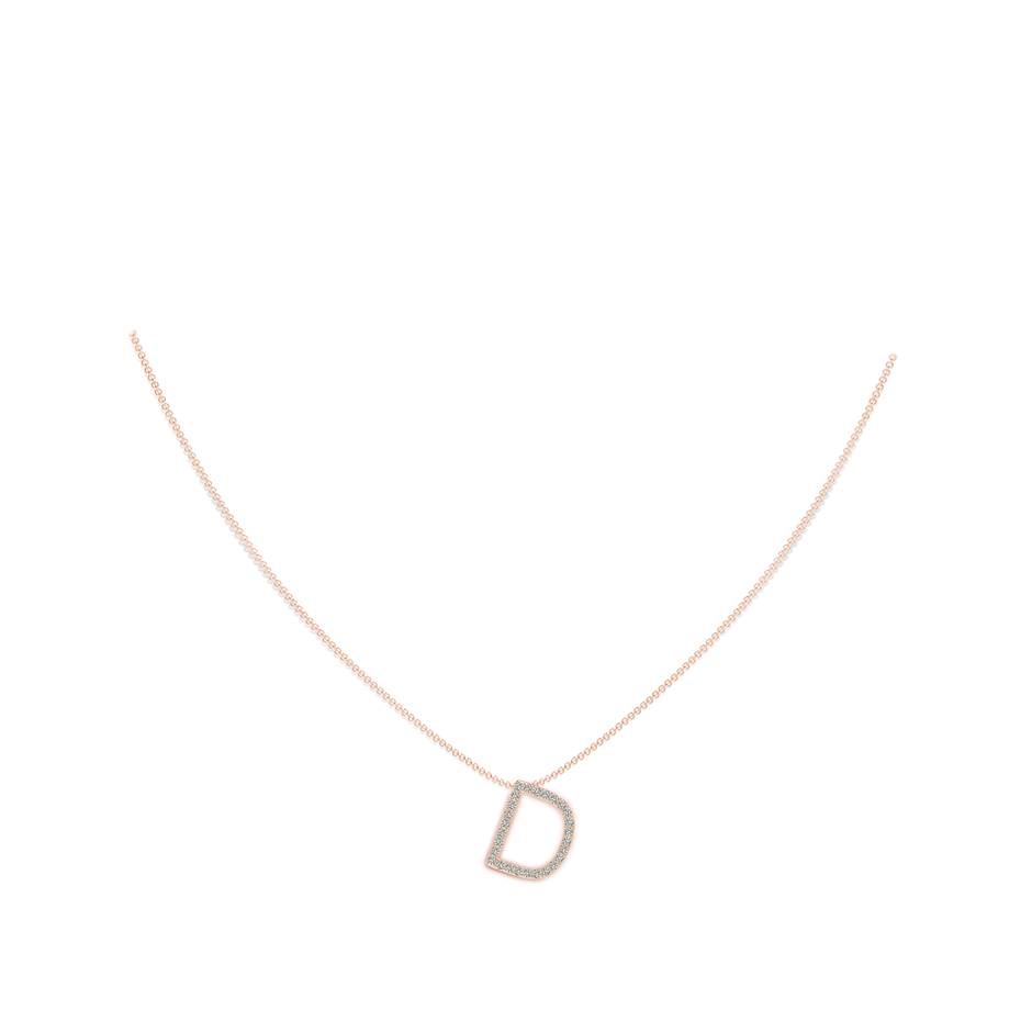 1.2mm KI3 Prong-Set Diamond Capital "D" Initial Pendant in Rose Gold body-neck